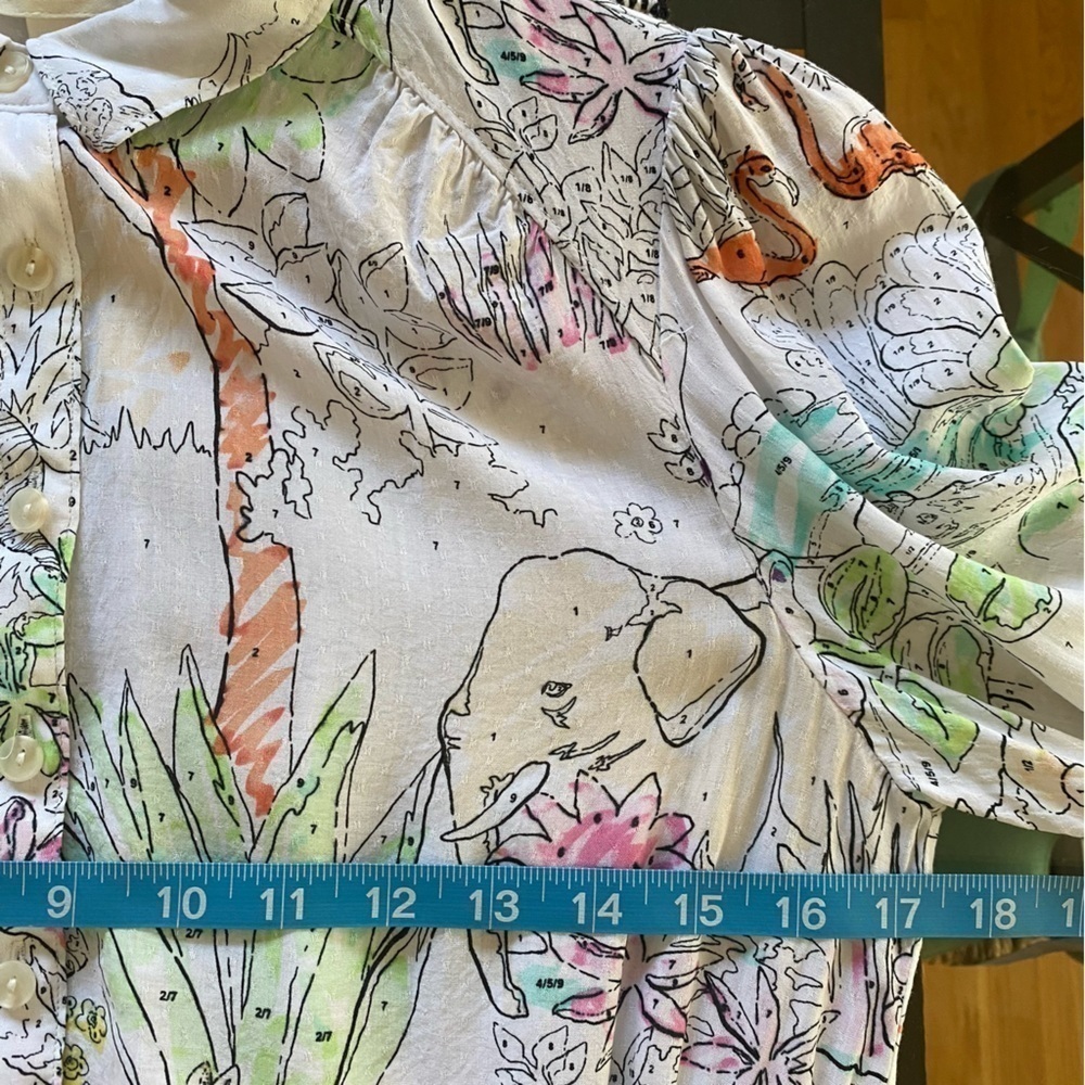 Anthropologie Maeve Color By Numbers Watercolor Rosa Blouse XS - Picture 15 of 16